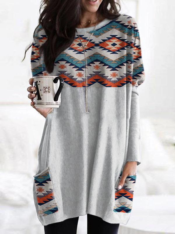 Women's Western Geometric Ethnic Print Sweatshirt