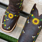 Load image into Gallery viewer, Women Bee Flower Embroidered Cowgirl Boots
