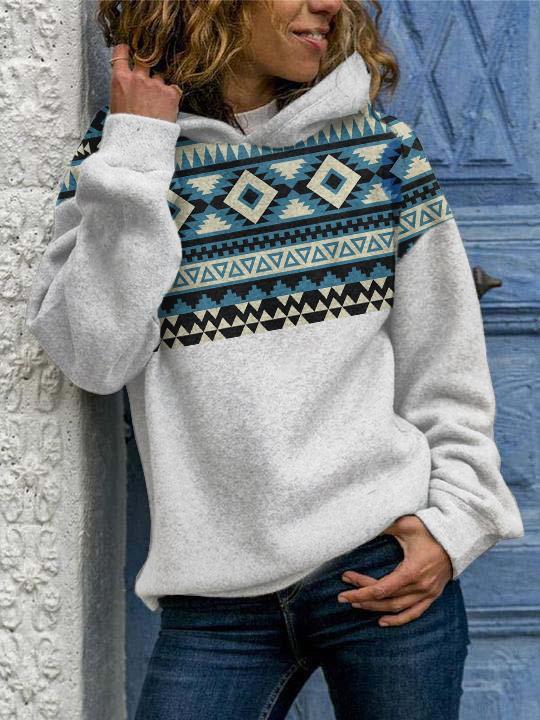 Women's Western Geometric Print Hoodie