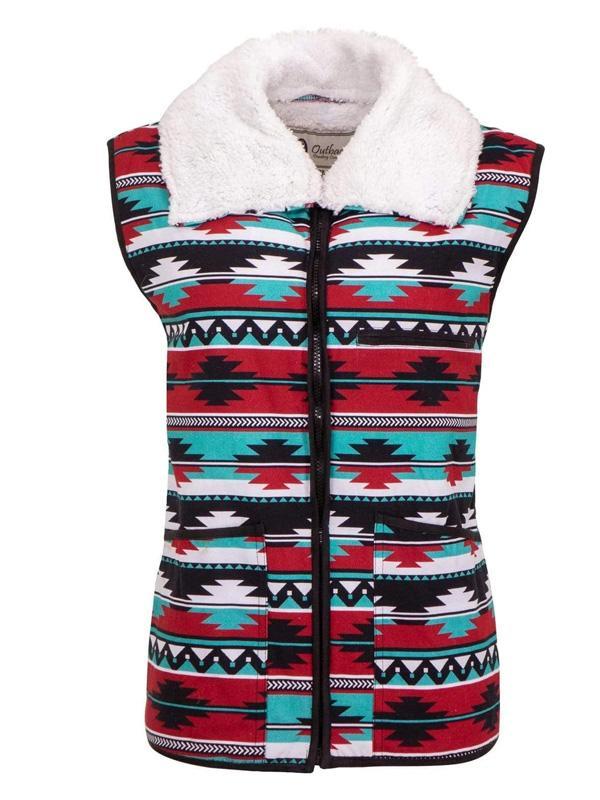 Women's Western Diamond Pattern Print Lapel Vest