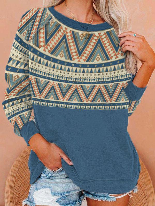 Ladies retro western plaid series printed sweatshirts