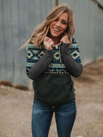 Load image into Gallery viewer, Ladies Western Pattern Patchwork Print Hoodie
