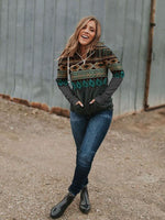 Load image into Gallery viewer, Ladies Western Pattern Patchwork Print Hoodie
