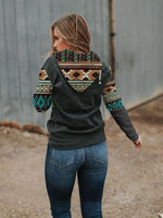 Load image into Gallery viewer, Ladies Western Pattern Patchwork Print Hoodie
