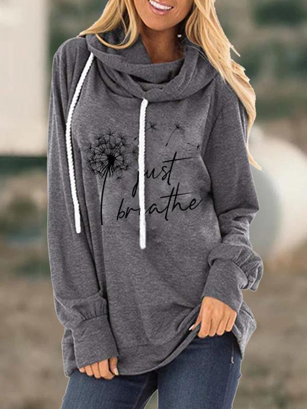 Women's Just Breathe Dandelion Faith Letter Print Sweatshirt