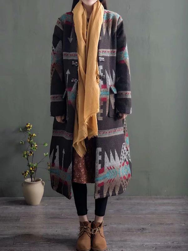 Coat&Jacket Diamond lattice conventional printing Micro-elasticity Acrylic Autumn Winter Retro