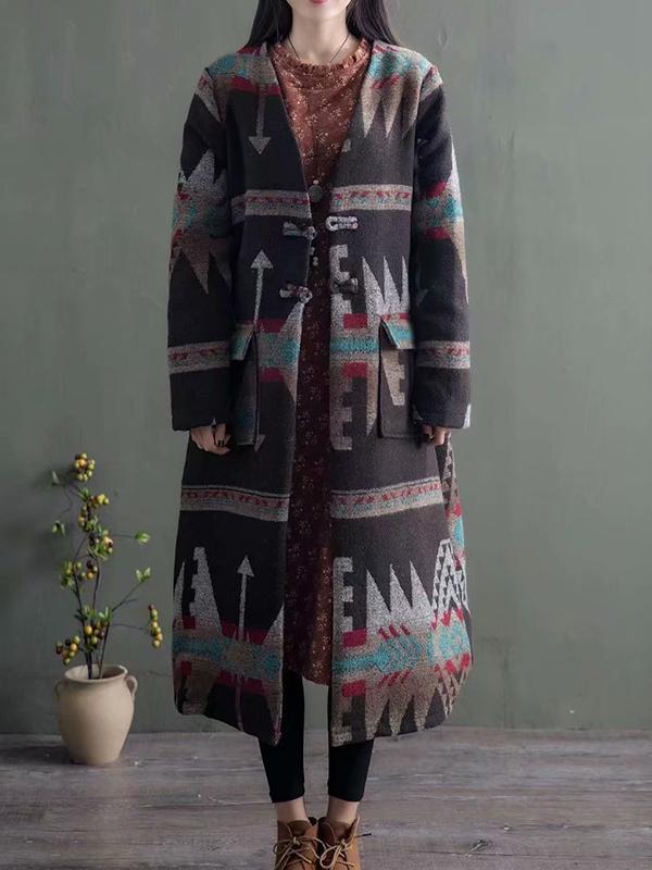 Coat&Jacket Diamond lattice conventional printing Micro-elasticity Acrylic Autumn Winter Retro