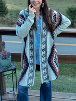 Load image into Gallery viewer, Women&#39;s western style casual diamond pattern printed knitted cardigan
