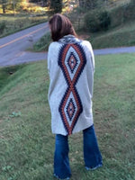 Load image into Gallery viewer, Women&#39;s western style casual diamond pattern printed knitted cardigan
