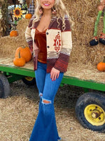 Load image into Gallery viewer, Women&#39;s short casual western style diamond pattern printed lapel coat
