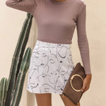 Load image into Gallery viewer, Women&#39;s white face print skirt

