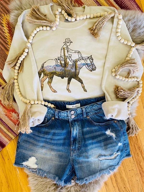 Women's Round Neck Printed Sweater