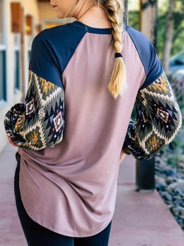 Women's Ethnic Print Crew Neck T-shirt