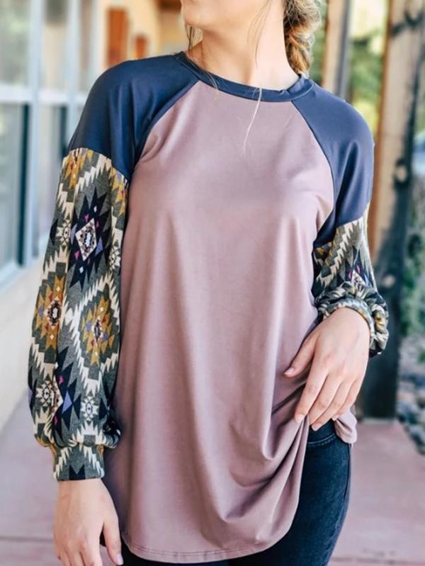 Women's Ethnic Print Crew Neck T-shirt