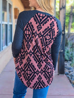 Load image into Gallery viewer, Women&#39;s Ethnic Geometric Print Round Neck Long Sleeve T-shirt
