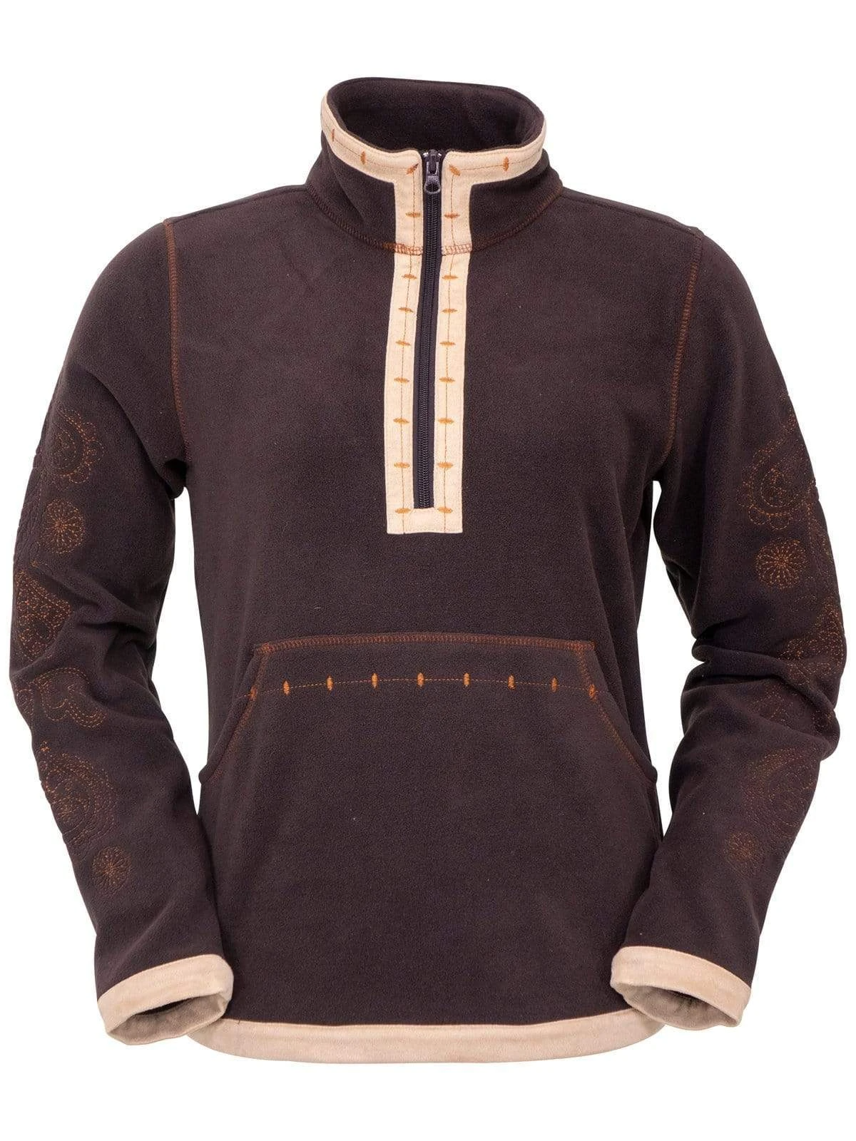 Ladies western ethnic elements casual stand collar pocket sweatshirt