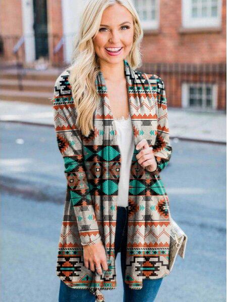 Blouse tribe conventional printing Micro-elasticity Cotton-Blend Spring Autumn Retro