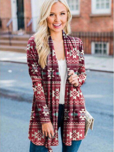 Blouse tribe conventional printing Micro-elasticity Cotton-Blend Spring Autumn Retro