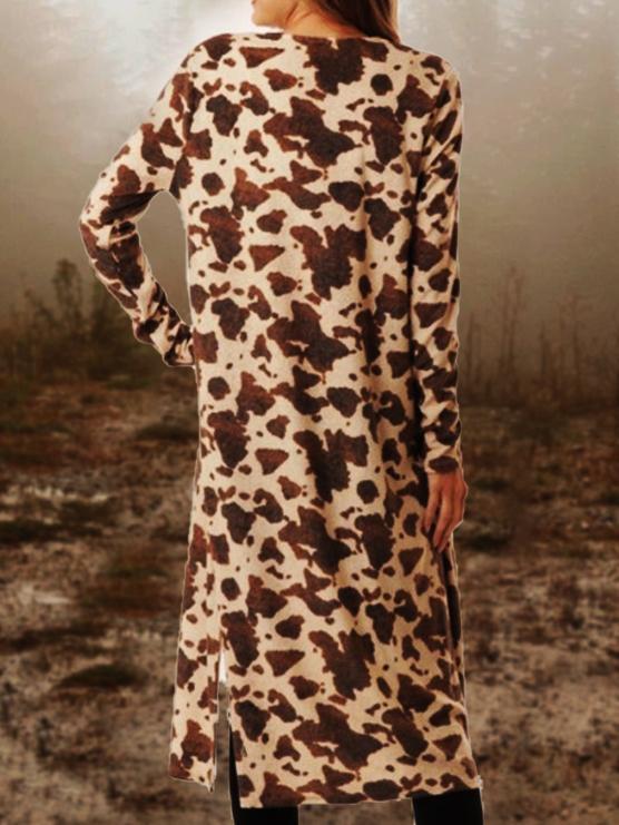 Western Style Cow Pattern Printed Long-Sleeved Cardigan