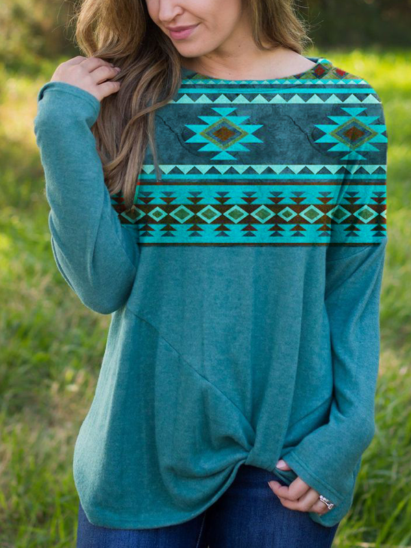 Women's Western Aztec Ethnic Printed T-shirt