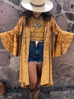 Load image into Gallery viewer, Western Style Gold Velvet Cardigan

