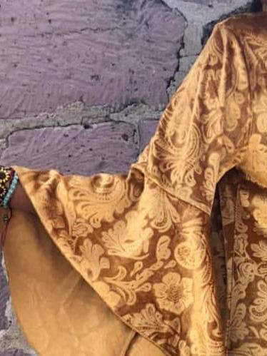 Western Style Gold Velvet Cardigan