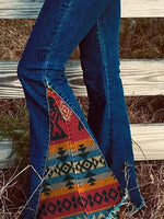 Load image into Gallery viewer, Women&#39;s Retro Stitching Ethnic Pattern Printed Jeans
