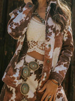 Load image into Gallery viewer, Western Retro Cow Pattern Denim Jacket
