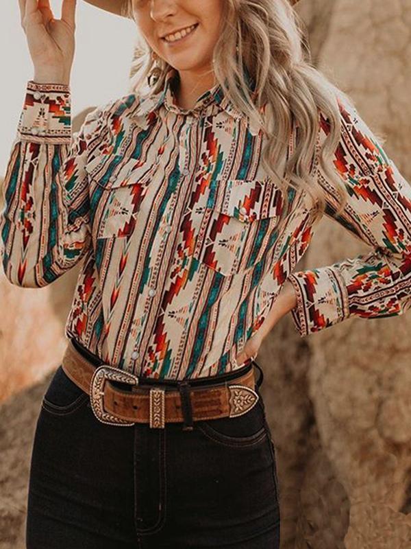 Vintage Ethnic Print Blouse