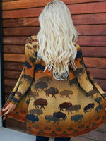 Load image into Gallery viewer, Vintage Western Buffalo Print Casual Cardigan
