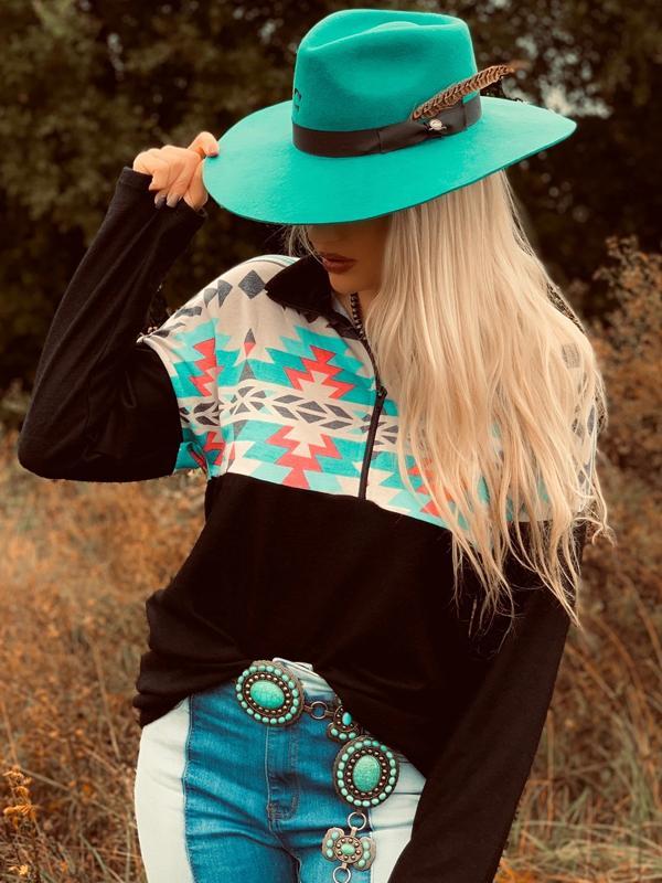 Retro casual printed long-sleeved sweater