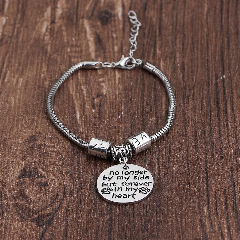 Casual"no longer by my side but forever in my heart"dog paw bracelet