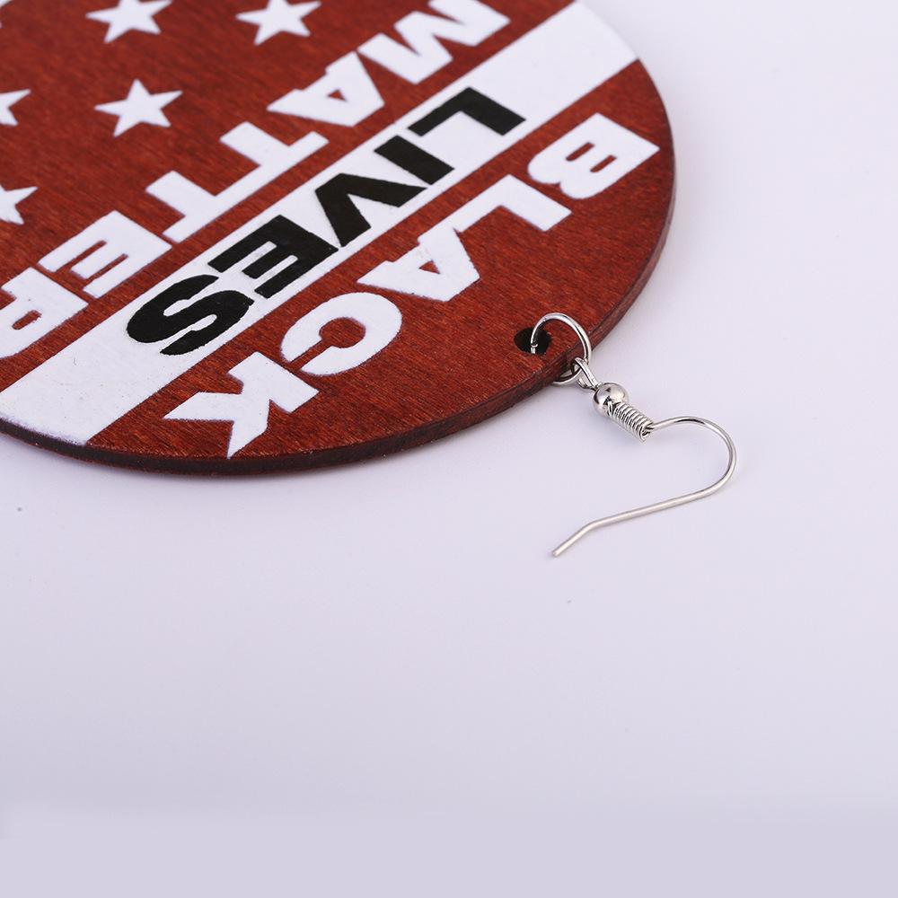 Exaggerated Wooden Letter Print Earrings