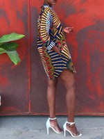 Load image into Gallery viewer, Ethnic print loose round neck pocket stitching dress
