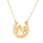 Load image into Gallery viewer, Simple lady Horse girl clavicle chain stainless steel horseshoe pendant necklace
