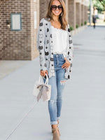 Load image into Gallery viewer, Ladies Cat Paw Print Casual Cardigan
