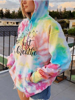 Load image into Gallery viewer, Just Breathe Dandelion Print Tie-Dye Hooded Sweatshirt
