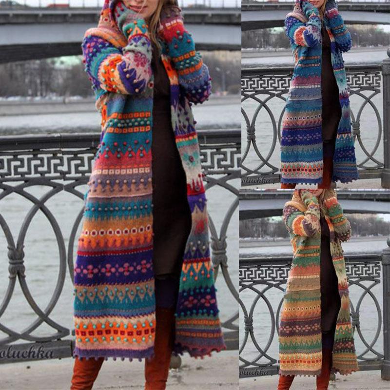 Women's Vintage Lace Stitching Printed Button Woolen Coat