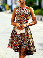 Load image into Gallery viewer, Ethnic print slim sleeveless dress
