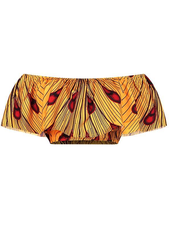 Fashion African Print Slotted Neck Top Split Long Skirt Two Piece Set