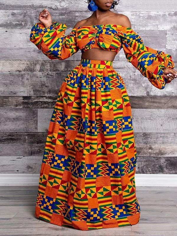Fashion African Printed Long Sleeve Suits
