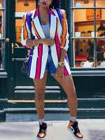 Load image into Gallery viewer, Fashion contrast vertical stripes blazer
