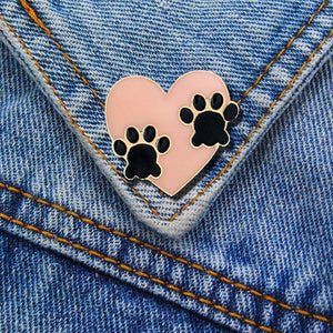Animal Lovers Footprint Enamel Jacket Denim Brooch