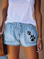 Load image into Gallery viewer, Dog Paw Print Casual Shorts With Pocket
