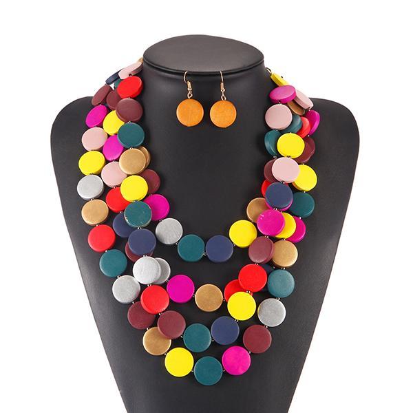 Color Wooden Necklace Suit
