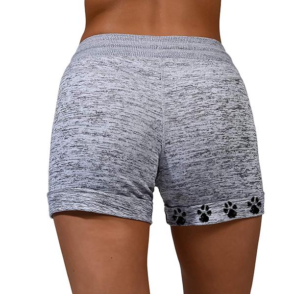Women's Fist And Dog Paw Print Drawstring Stretchy Soft Shorts