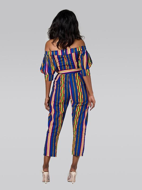 Women's Ethnic Lantern Sleeve Strapless Jumpsuit