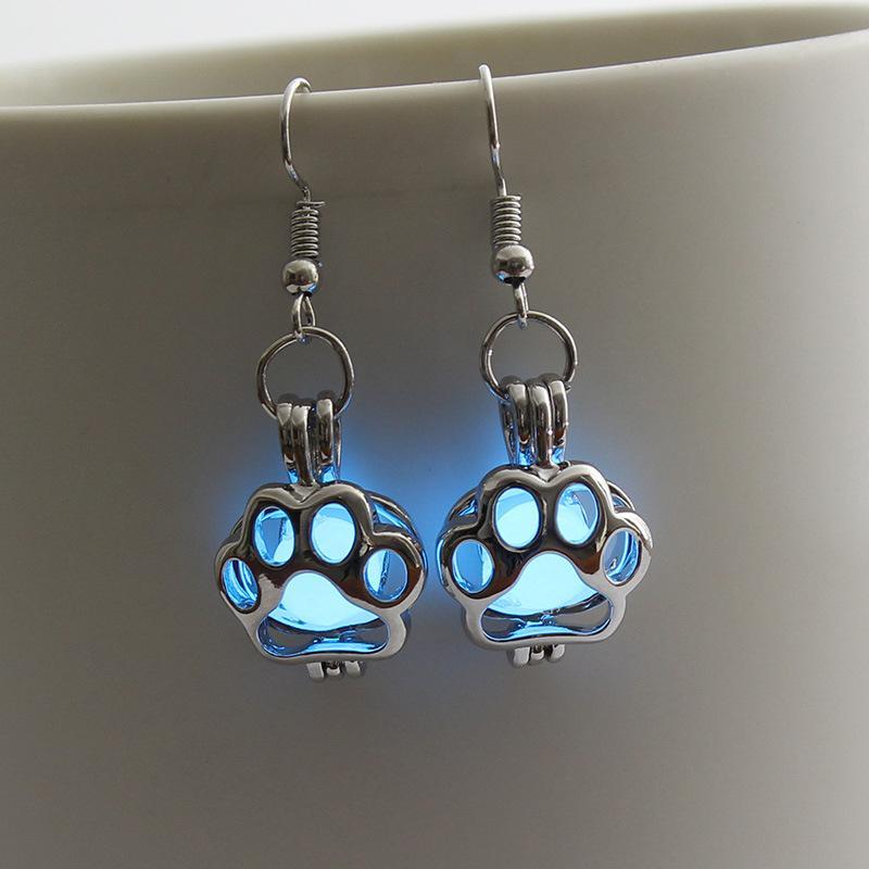 Personalized Hollow Multicolor Luminous Dog Paw Earrings