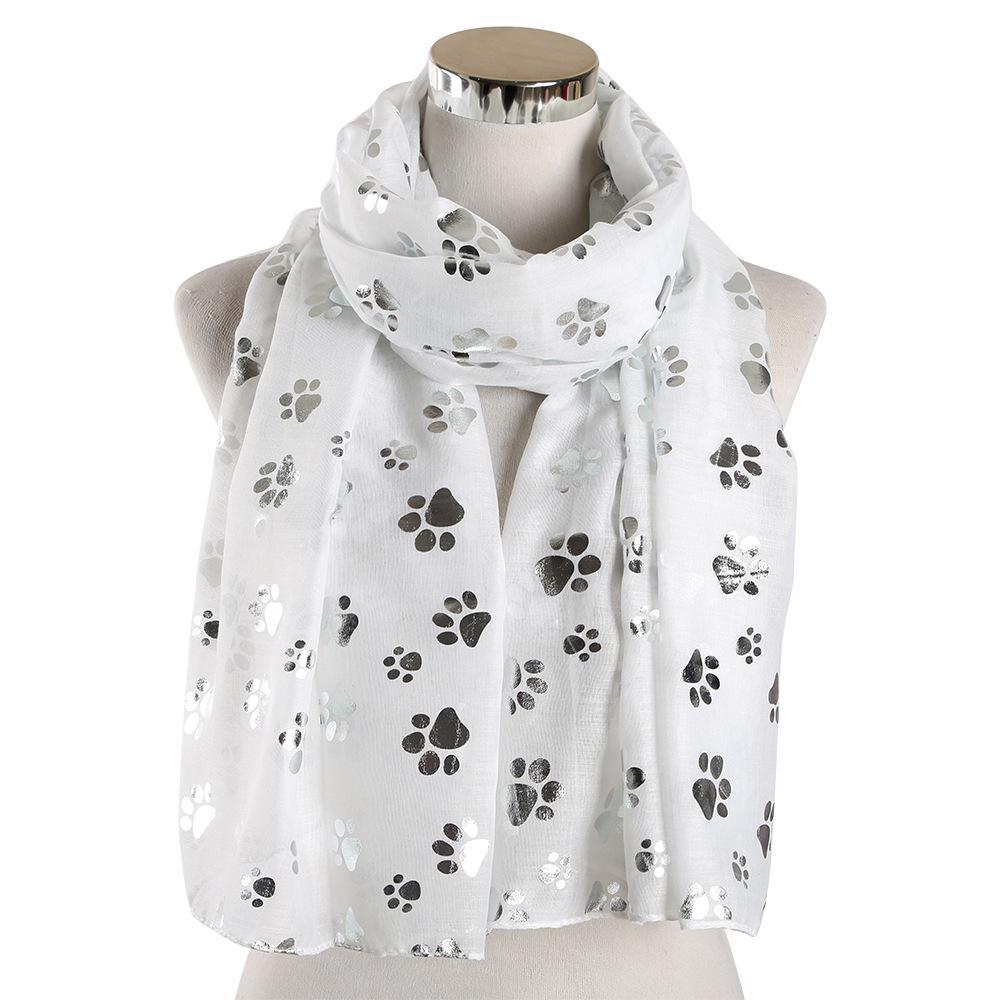 Dog Paw Print Hot Silver Scarf