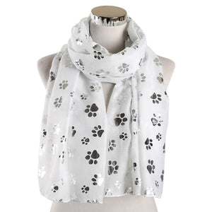 Dog Paw Print Hot Silver Scarf